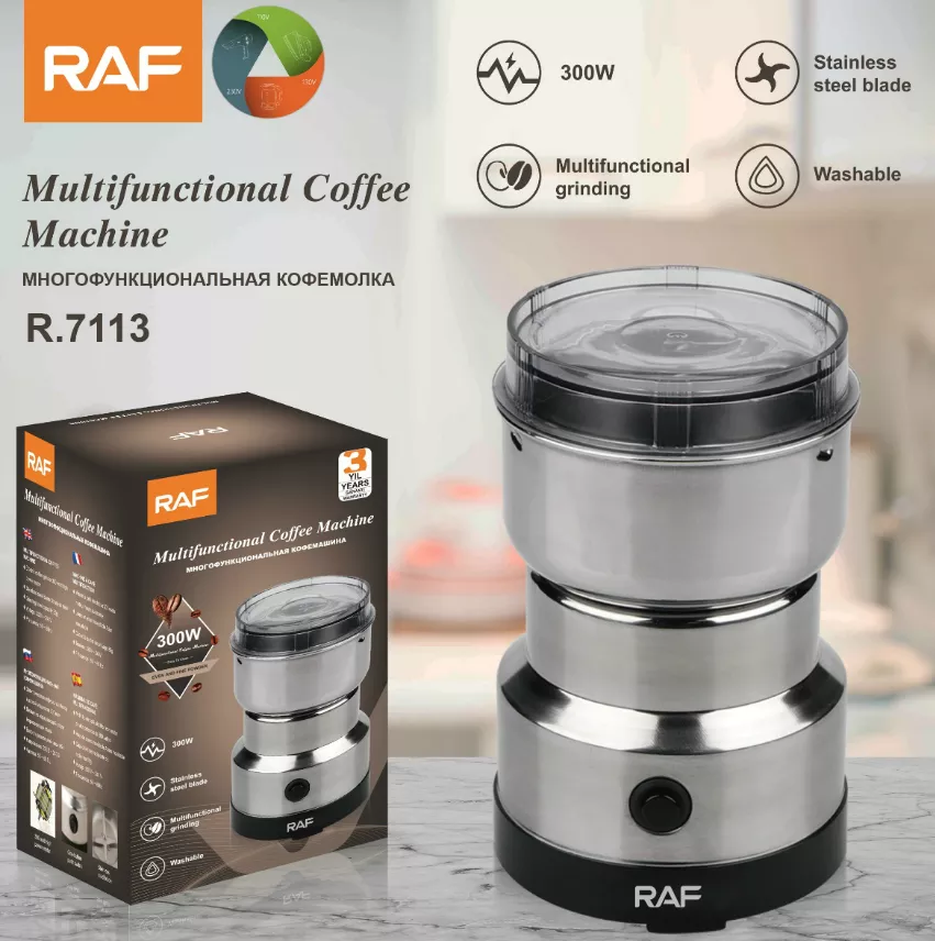 RAF Masala Grinder r.7113 RAF Masala Grinder r.7113 RAF Multifunctional Electric Masala + Coffee Grinder and Dry mill R.7113 – 300w